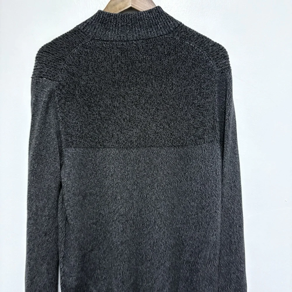 Club Room Sweater Mens L Gray Button Neck Cotton Knit Lightweight Pullover New